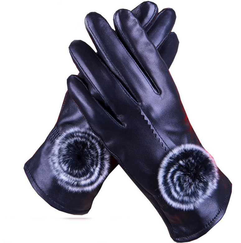 Fekete női bőrkesztyű - többféle modell