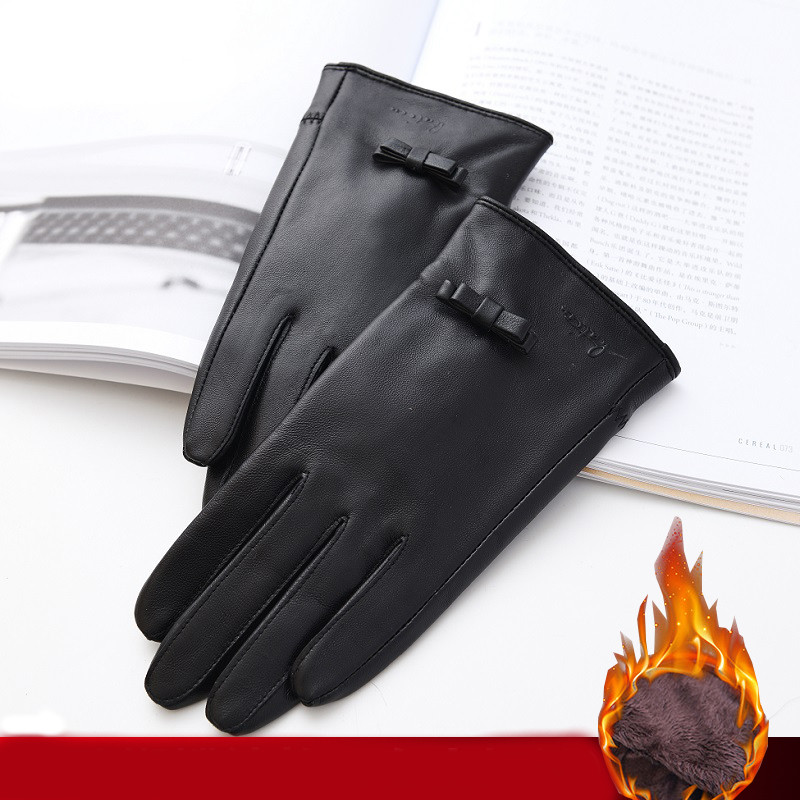 Fekete női bőrkesztyű - többféle modell