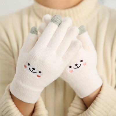 Women`s winter gloves with embroidery in different colors
