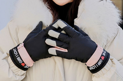 Női alkalmi kesztyű meleg béléssel és rátéttel