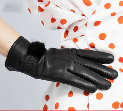 Női bőrkesztyű meleg béléssel