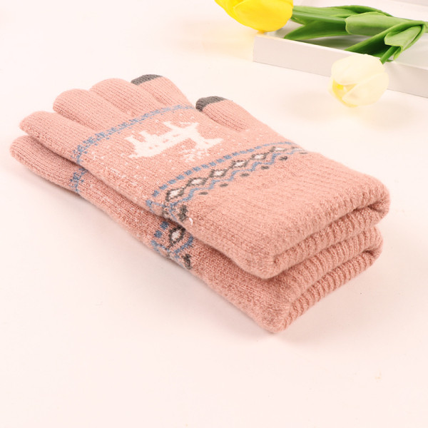 Női gyapjú kesztyű karácsonyi motívummal