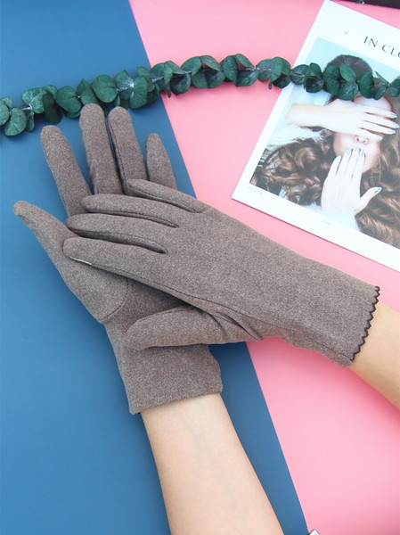 Egyszínű női gyapjúkesztyű