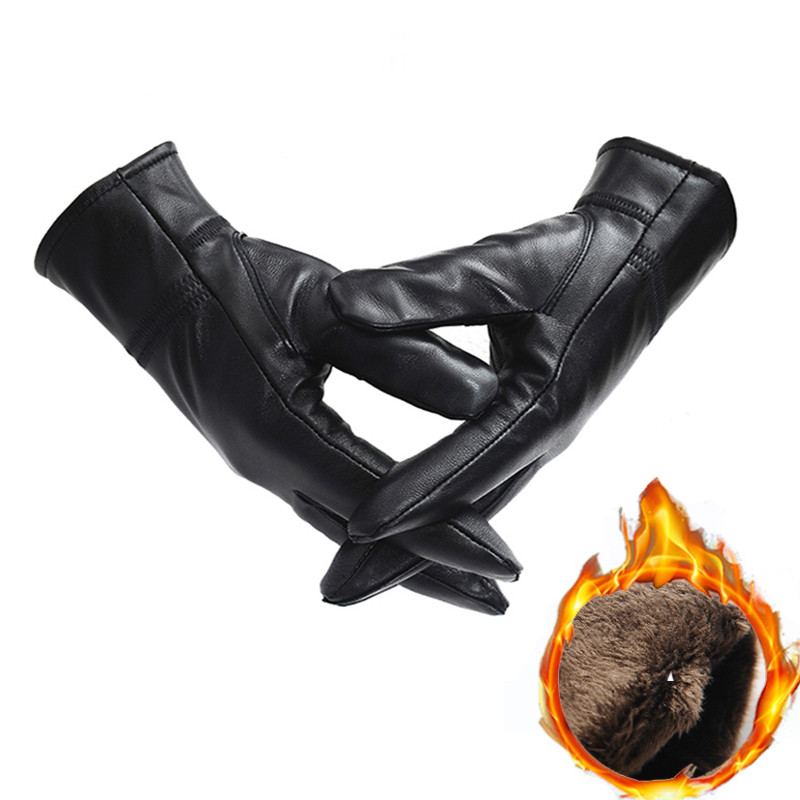 Fekete női bőrkesztyű puha béléssel