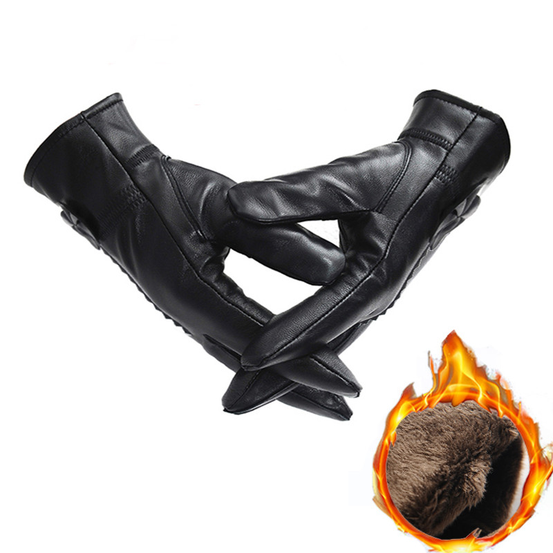 Fekete női bőrkesztyű puha béléssel