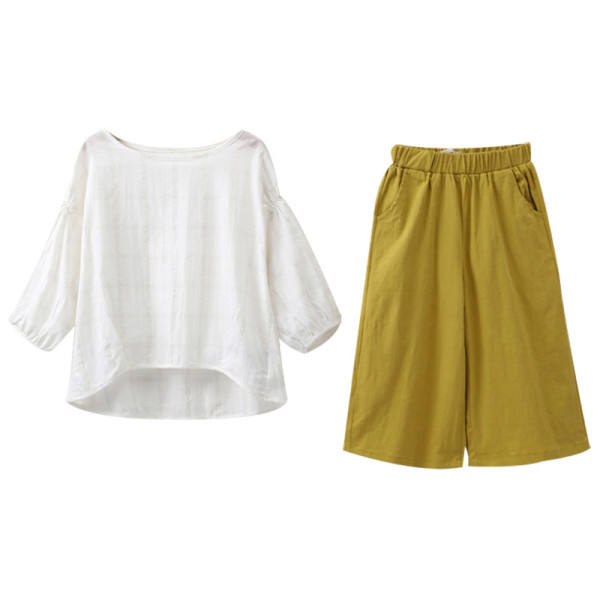 Gyerekkészlet lányoknak ovális nyakkivágású nadrágból és ingből