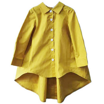 Μοντέρνο παιδικό μακρύ πουκάμισο για κορίτσια ασύμμετρο μοντέλο