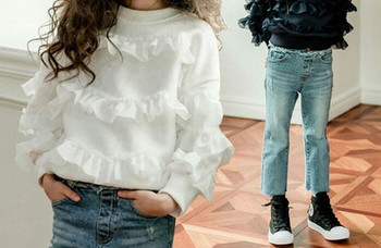 Модерна детска блуза с овално деколте за момичета