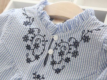 Модерна детска риза за момичета с брдерия и копчета