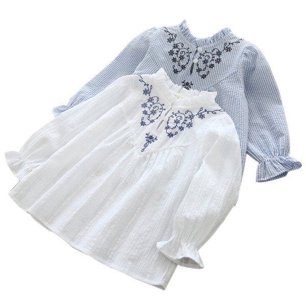 Μοντέρνο παιδικό πουκάμισο για κορίτσια με κεντήματα και κουμπιά