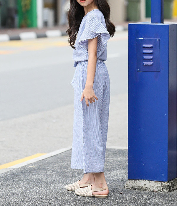 Modern csíkos gyerek szett lányoknak blúzzal és hosszú nadrággal