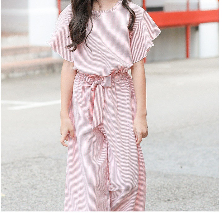 Modern csíkos gyerek szett lányoknak blúzzal és hosszú nadrággal