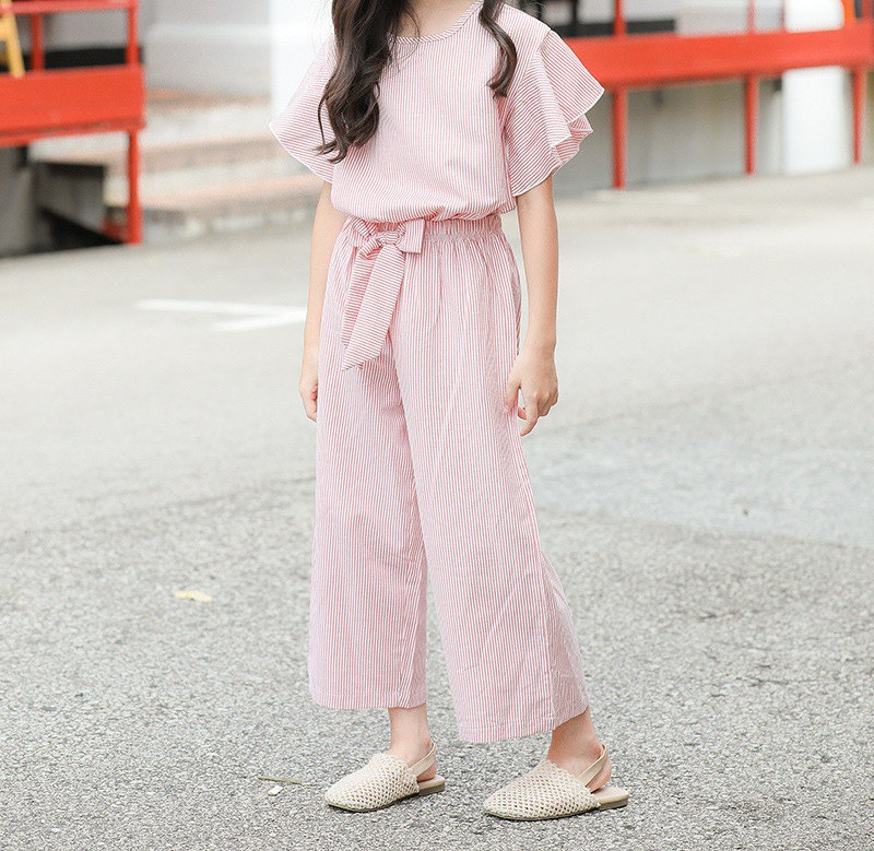 Modern csíkos gyerek szett lányoknak blúzzal és hosszú nadrággal