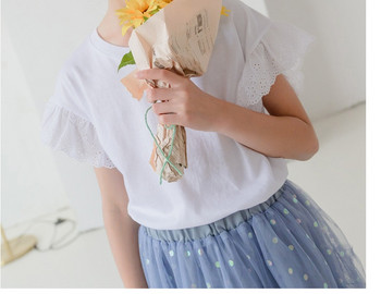 Παιδική μπλούζα με κοντά μανίκια και οβάλ ντεκολτέ