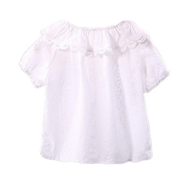 Alkalmi gyerekblúz rövid ujjal és ovális nyakkivágással