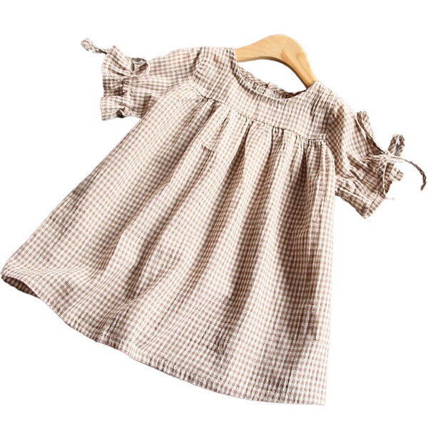 Alkalmi gyerek kockás ing nyakkendővel és ovális nyakkivágással