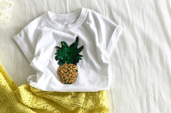 Модерна детска блуза за момичета с апликация и пайети