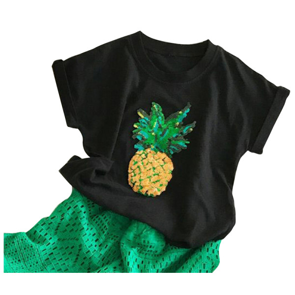 Μοντέρνα παιδική μπλούζα για κορίτσια με απλικέ και πούλιες