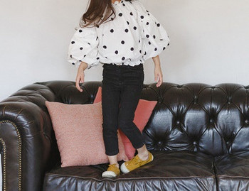 Модерна детска блуза с дълъг ръкав и овално деколте