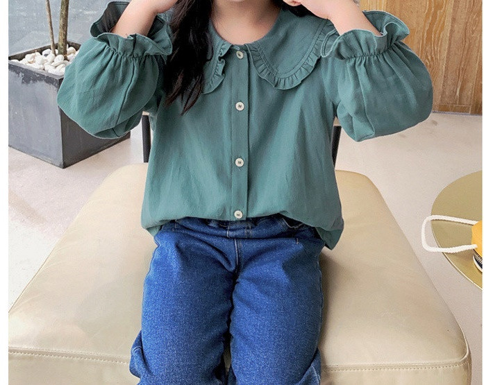 Modern gyereking hosszú ujjal és gombokkal, ovális nyakkivágással