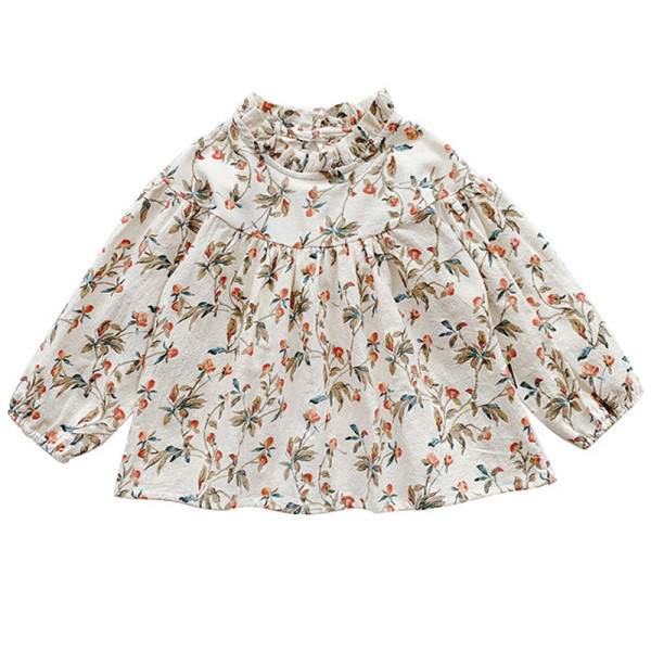 Μοντέρνο παιδικό πουκάμισο με λουλουδάτο μοτίβο και μακριά μανίκια