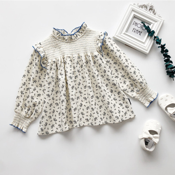 Stílusos gyerek ing hosszú ujjal és virágmintával