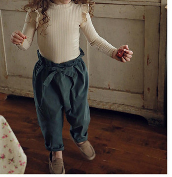Модерна детска блуза втален модел с дълъг ръкав и овално деколте