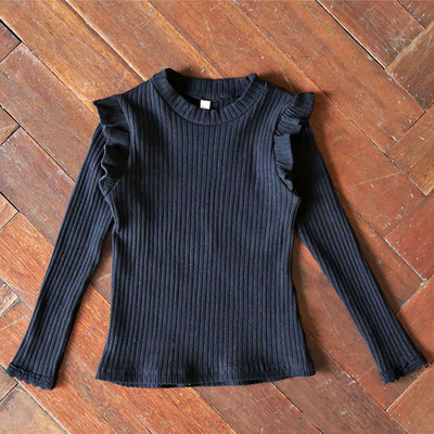 Modern gyermekblúz modell hosszú ujjal és ovális nyakkivágással