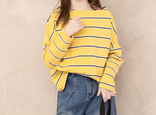 Alkalmi gyerek csíkos blúz lányoknak ovális nyakkivágással