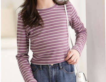 Csíkos gyerek blúz lányoknak, ovális nyakkivágással