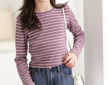 Csíkos gyerek blúz lányoknak, ovális nyakkivágással