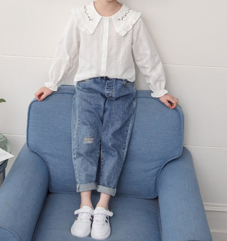 Modern gyereking lányoknak ovális nyakkivágással és gombokkal