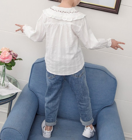 Modern gyereking lányoknak ovális nyakkivágással és gombokkal