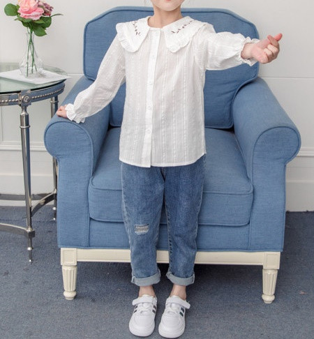 Modern gyereking lányoknak ovális nyakkivágással és gombokkal