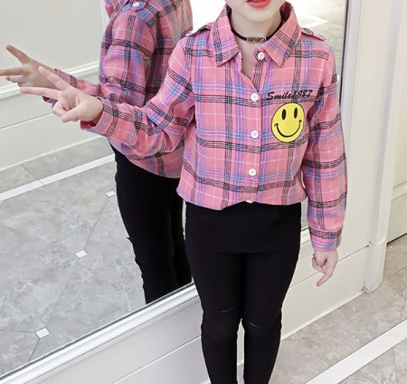 Alkalmi gyerek kockás ing lányoknak rátéttel