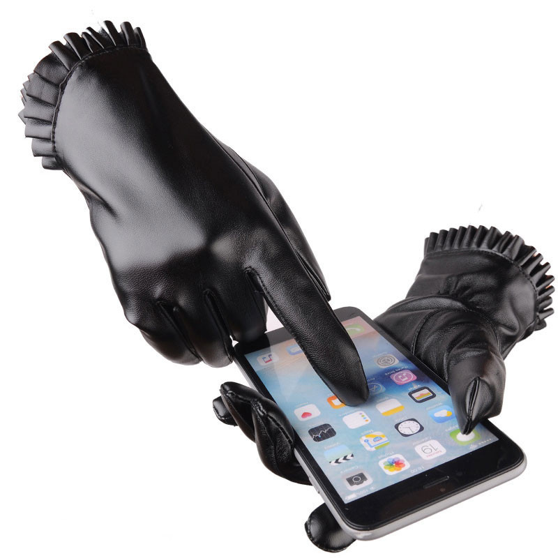 Fekete női bőrkesztyű fekete színben - többféle modell