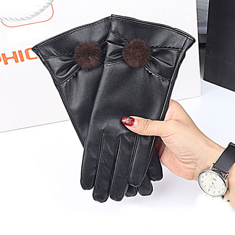 Fekete női bőrkesztyű fekete színben - többféle modell