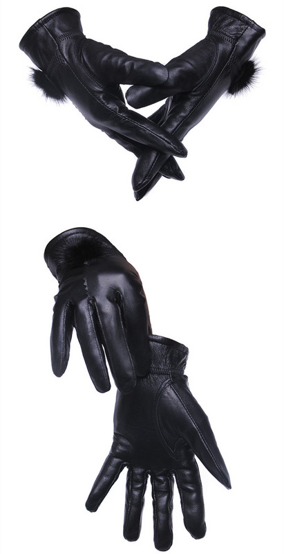 Női téli bőrkesztyű meleg béléssel