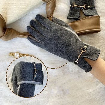 Модерни дамски вълнени ръкавици с катарама