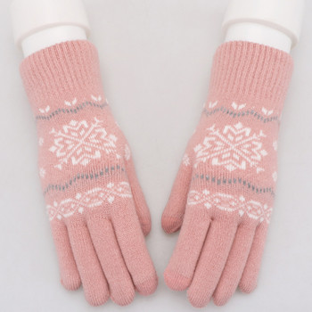 Γυναικεία πλεκτά γάντια με χριστουγεννιάτικα μοτίβα