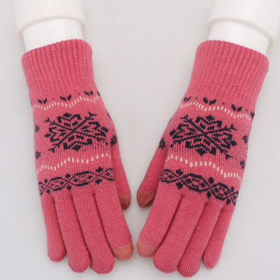 Γυναικεία πλεκτά γάντια με χριστουγεννιάτικα μοτίβα