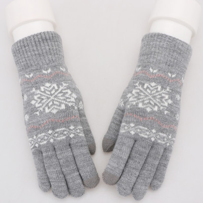 Γυναικεία πλεκτά γάντια με χριστουγεννιάτικα μοτίβα