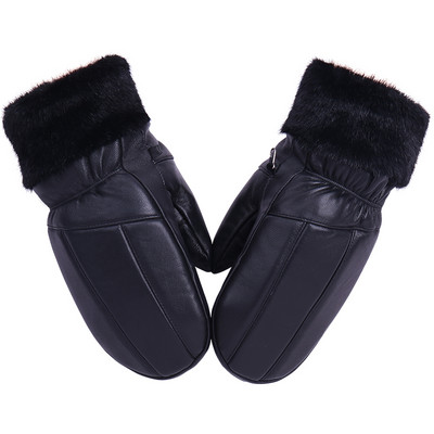 Uniszex bőrkesztyű meleg béléssel