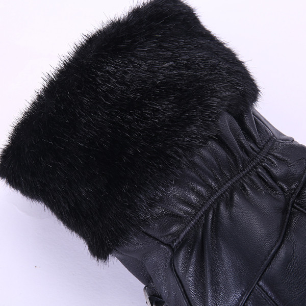 Uniszex bőrkesztyű meleg béléssel