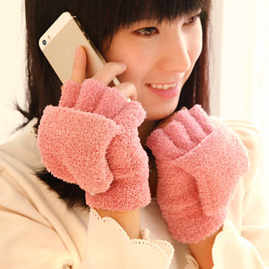 Ζεστά μαλακά γάντια με κοψίματα