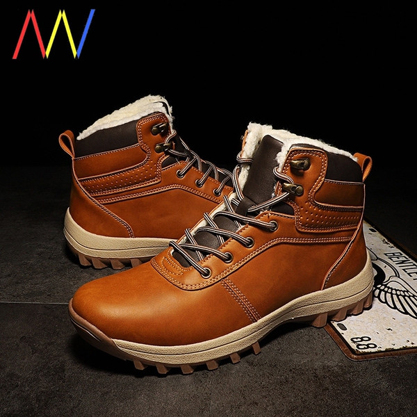 Téli bőr férfi csizma meleg béléssel