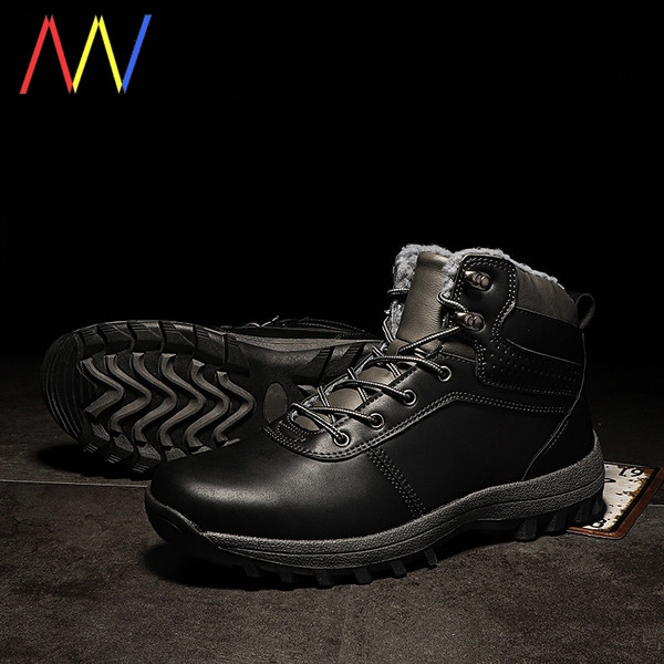 Téli bőr férfi csizma meleg béléssel