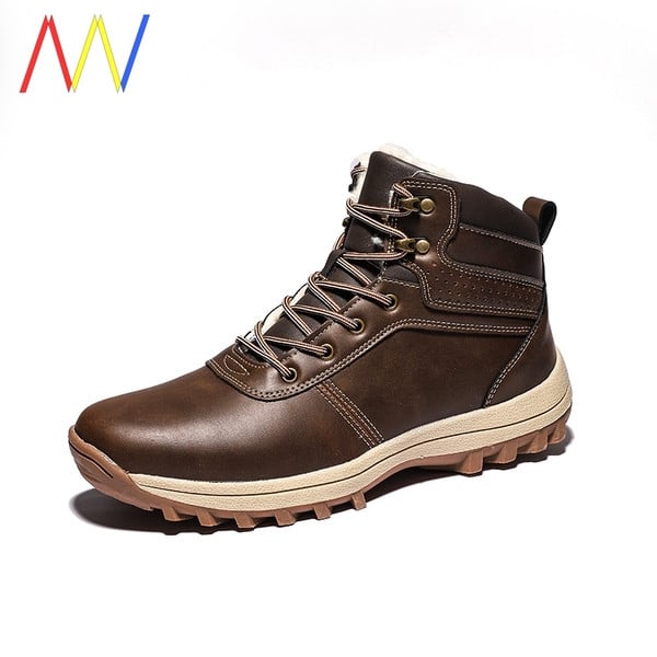 Téli bőr férfi csizma meleg béléssel