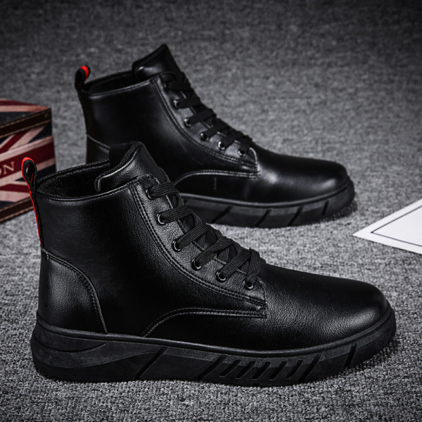 Ανδρικές  έκο δερμάτινες μπότες με επίπεδη σόλα