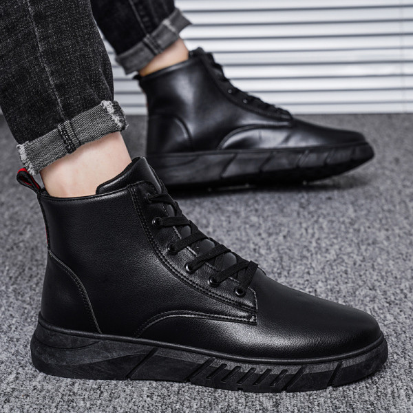 Ανδρικές  έκο δερμάτινες μπότες με επίπεδη σόλα